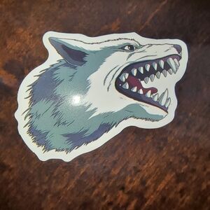 Wolf Head Vinyl Sticker - Green and Whitess Princess Mononoke Studio Ghibli